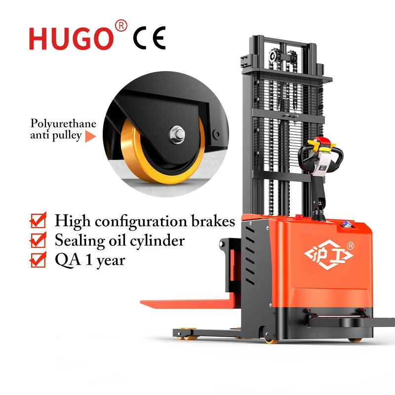 1000kg Lift 2m Full Electric Stacker Electric Stacker Forklift