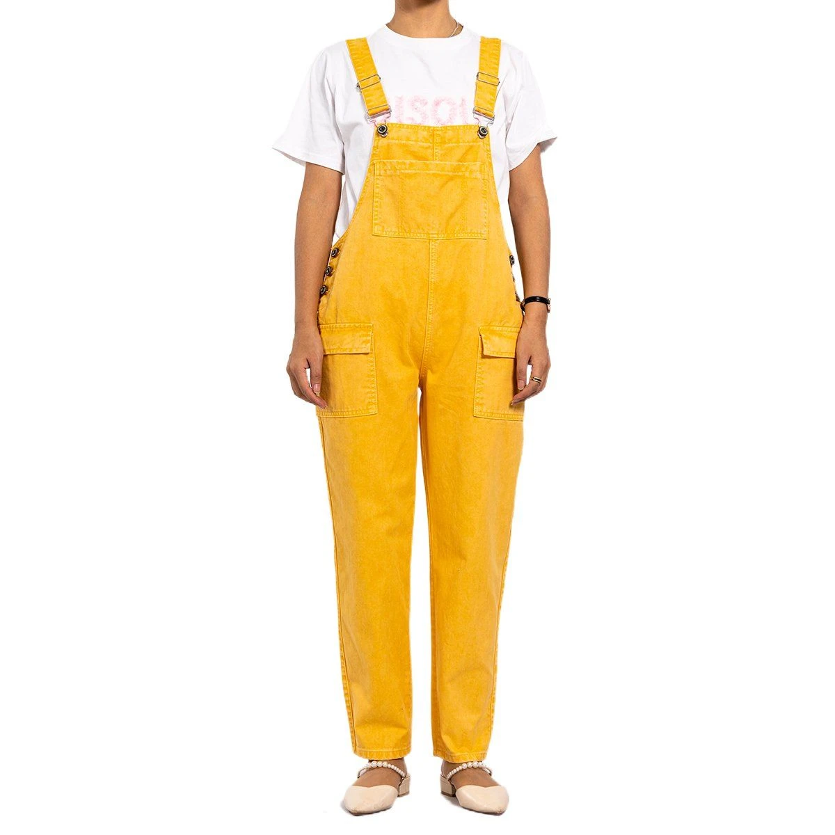 2023 New Jumpsuits Backless Pants with Pockets Bright Yellow Casual Overalls for Women