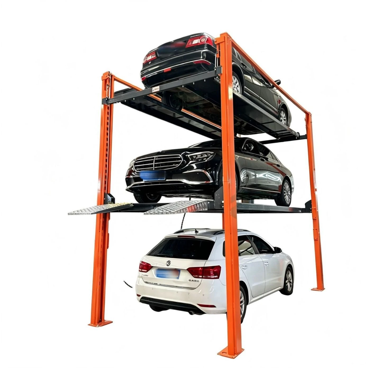 Four Post Triple Stacker Lift Auto Lift Hydraulic Cylinder Car Storage System Garage Parking Equipment