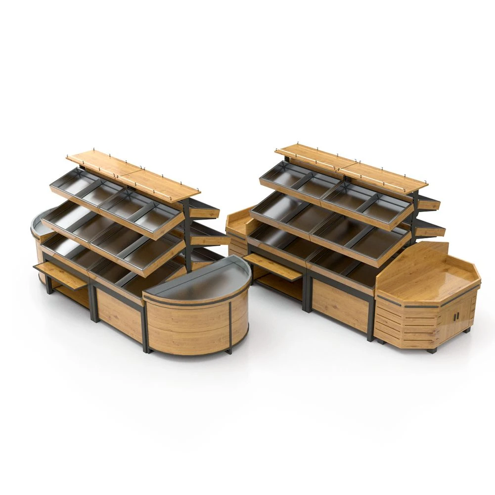 Hot Sell Steel Wood Vegetable and Fruit Rack for Display