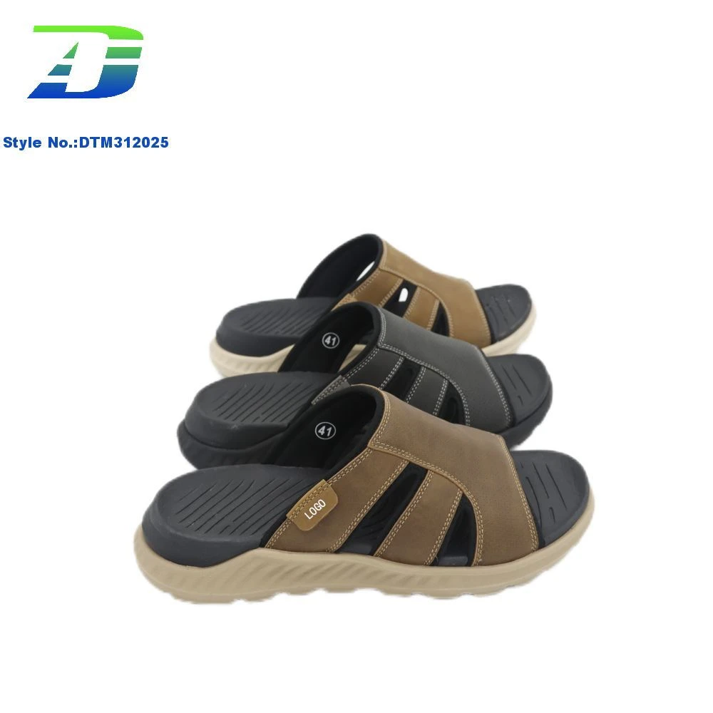 Summer Modern Stylish Men’s Comfortable Leather Upper Outdoor Slippers Casual Flat Sandal
