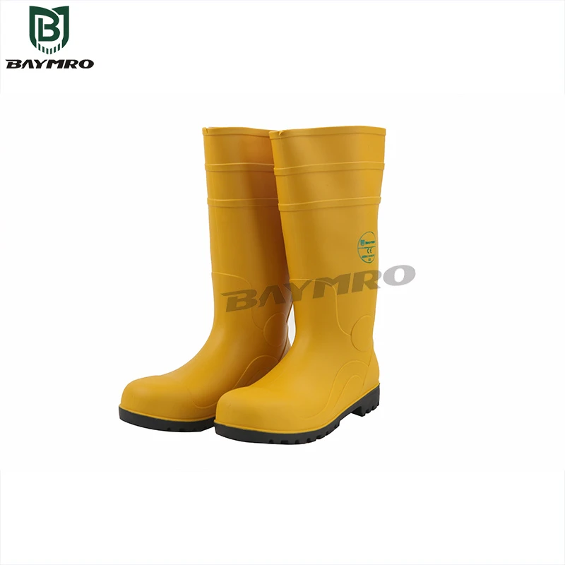 Yellow Steel Toe Puncture-Proof Waterproof Skidproof PVC Safety Work Shoes Rain Boots PPE Supplier En ISO 20345 S5